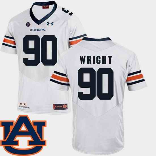 Men Auburn Tigers Gabe Wright White College Football Replica Sec Patch Jersey